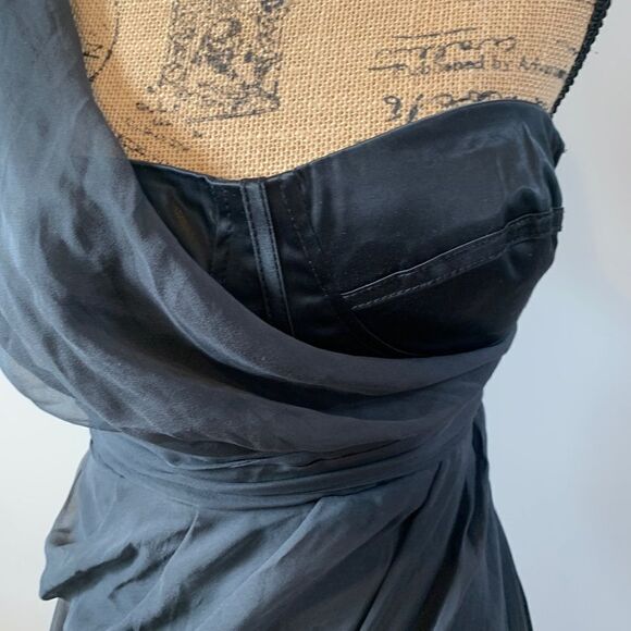 BEBE Black Silk Lined Bustier Dress Sz XS - Picture 3 of 15